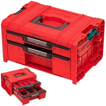 Walizka szafka na narzędzia i akcesoria z 2x przegrodami szufladami 450x310x244 4,5l+9,5l czerwona QBRICK SYSTEM PRO Drawer 2 Toolbox Basic