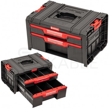 Walizka szafka na narzędzia i akcesoria z 2x przegrodami szufladami 450x310x244 4,5l+9l czarna QBRICK SYSTEM PRO Drawer 3 Toolbox Basic