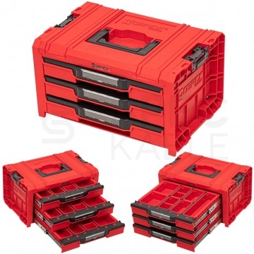 Walizka szafka na narzędzia i akcesoria z 3x przegrodami szufladami 450x310x244 3x4,5l czerwona QBRICK SYSTEM PRO Drawer ULTRA 3 Toolbox Expert