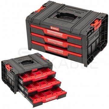 Walizka szafka na narzędzia i akcesoria z 3x przegrodami szufladami 450x320x240 3x4,5l czarna QBRICK SYSTEM PRO Drawer 3 Toolbox Expert