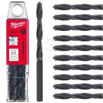 Wiertła do metalu HSS-R walcowane 6x93mm MILWAUKEE Zestaw 10szt