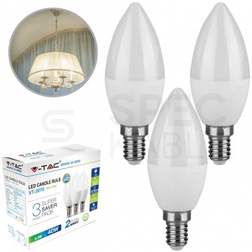 Żarówka LED E14 230V 5,5W 470lm 2700K IP20 barwa WW biała ciepła V-TAC VT-2076 3 sztuki