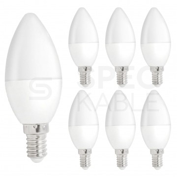 Żarówka LED E14 230V 6W 500lm 4000K świecowa ściemnialna barwa NW biała neutralna SPECTRUM LED [Komplet 6szt]