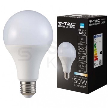 Żarówka LED E27 230V 20W 2452lm 3000K IP20 barwa WW biała ciepła V-TAC SAMSUNG VT-233 5 LAT GWARANCJI