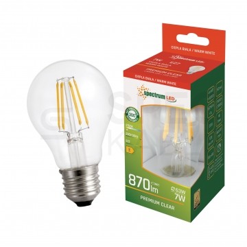 Żarówka LED E27 230V 7W 870lm 3000K kulka barwa WW biała ciepła SPECTRUM LED