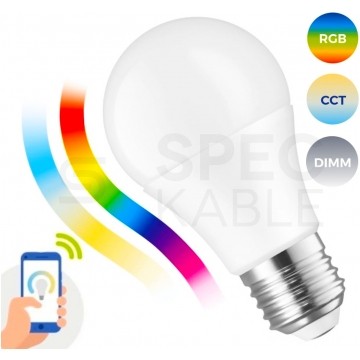 Żarówka LED E27 230V 9W 850lm RGB CCT regulowana ściemnialna sterowana WI-FI SMART SPECTRUM LED