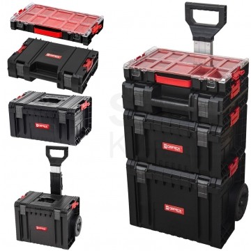 Zestaw skrzynek modułowych na kółkach 4w1: skrzynia CART 2.0 + Toolbox 2.0 + Toolcase + Organizer 100 QBRICK SYSTEM PRO SET