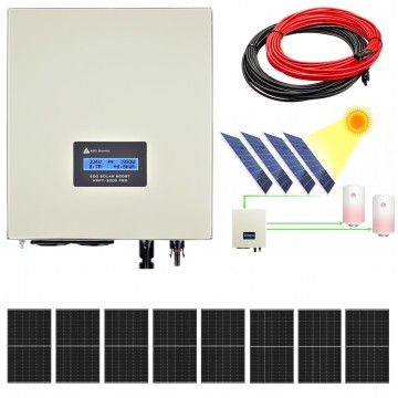 Zestaw solarny 3440W do grzania wody w bojlerach: Przetwornica ECO Solar Boost MPPT-3000 PRO 3.5kW + 8x Panel solarny monokrystaliczny 430W + 2x25mb kabel solarny + złącza MC4