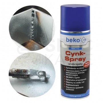 Cynk, ocynk antykorozyjny w sprayu jasny 400ml TecLine BEKO