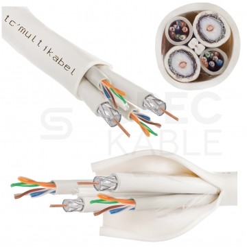 Multikabel PRO FO SM 9/125 FTTH 2J + 2x UTP kat.6 + 2x 75Ohm RG6