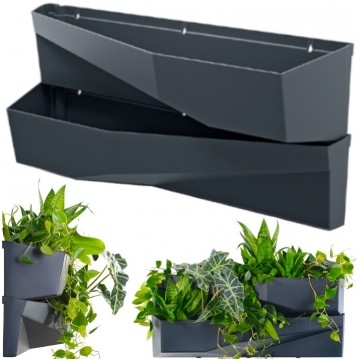 OUTLET Ogród wertykalny, doniczka modułowa na zioła, kwiaty antracytowa Cascade Garden Wall 190x780x350mm Prosperplast