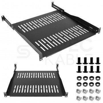 Półka regulowana do szafy RACK 19" 1U 450mm (550mm) czarna NEKU