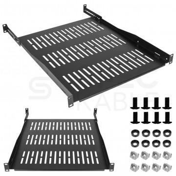 Półka regulowana do szafy RACK 19" 1U 550mm (650mm) czarna NEKU