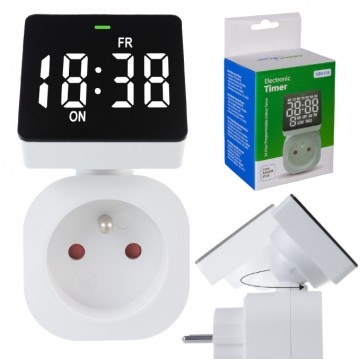 Programator czasowy wyłącznik cyfrowy TIMER do gniazda 230V GreenBlue GB610e