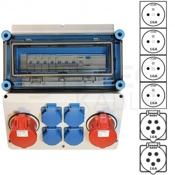 Rozdzielnica gniazdowa 2x16A 400V 4x16A 230V IP65 Mi-GN/Z 400001 HENSEL